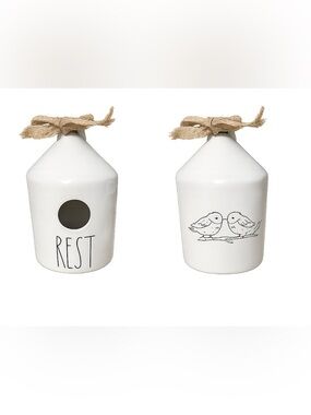 Rae Dunn White Ceramic Birdhouse with Twine Accent